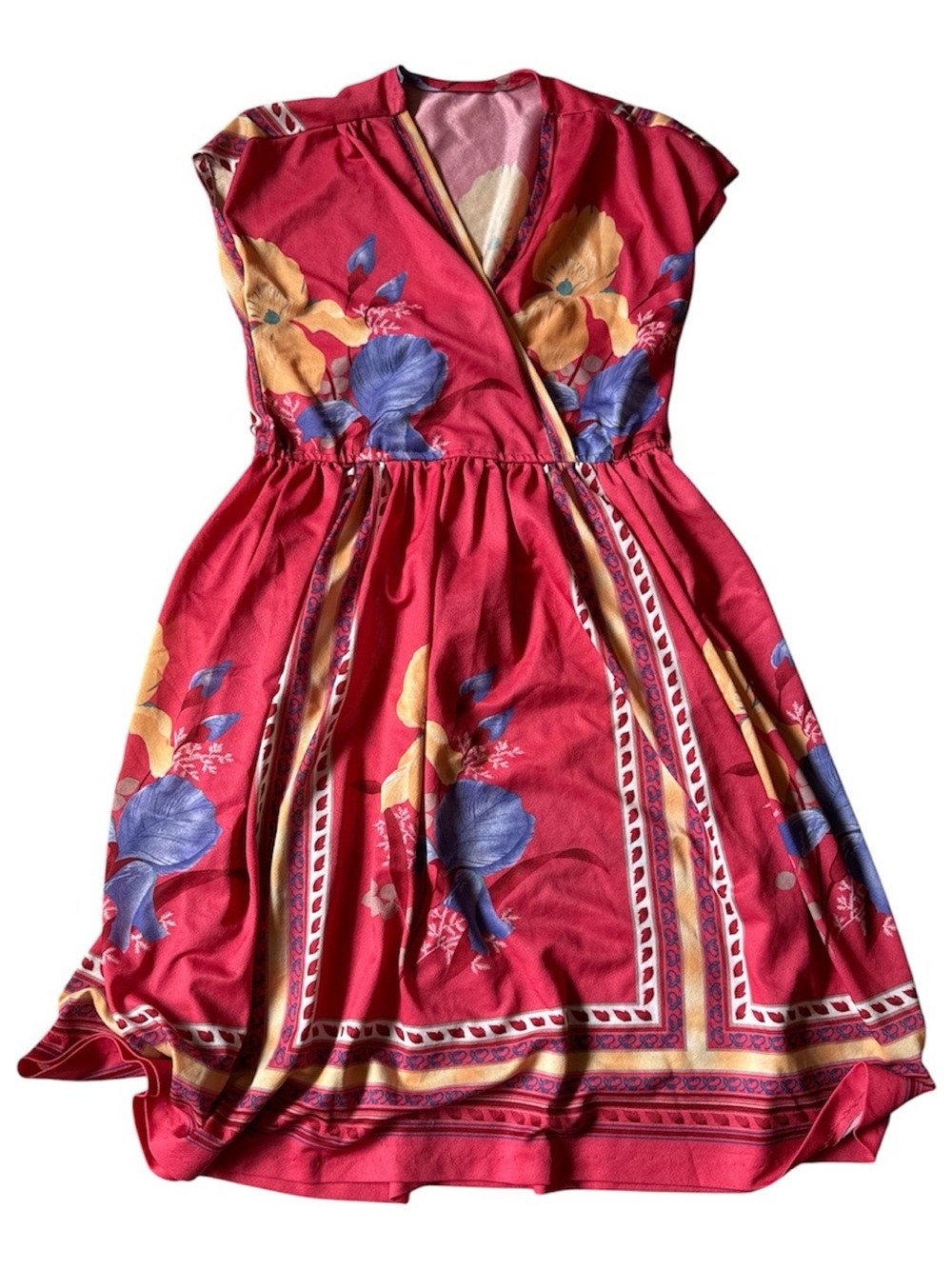 Girls' Red Floral Wrap Dress